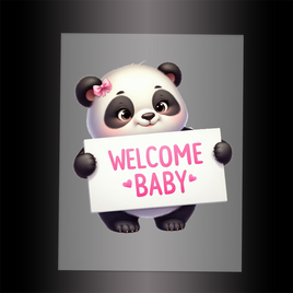 (DTF) PANDA - WELCOME BABY PINK - Garment Transfer