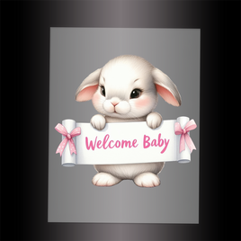 (DTF) BUNNY - WELCOME BABY PINK - Garment Transfer