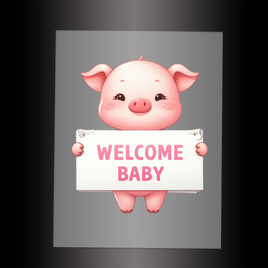 (DTF) PIG- WELCOME BABY PINK - Garment Transfer