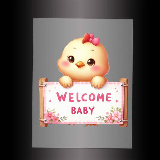 (DTF-1169) CHICK - WELCOME BABY PINK - Garment Transfer