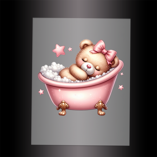 (DTF-1170) PINK SLEEPING TEDDY 1 - Garment Transfer