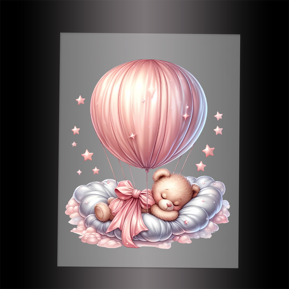 (DTF-1174) PINK SLEEPING TEDDY 5 - Garment Transfer