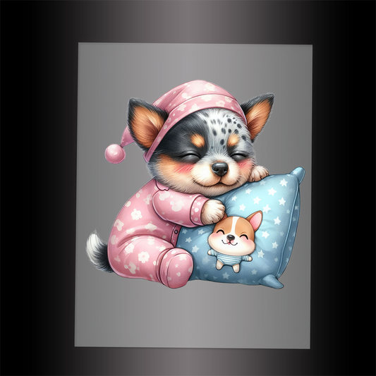 (DTF-1182) BABY SLEEPY DOGS 1 - Garment Transfer
