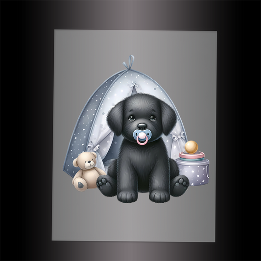 (DTF-1214) BABY BLACK LABRADOR 9  - Garment Transfer