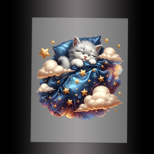 (DTF-1221) CLOUD SLEEPERS - KITTEN - Garment Transfer