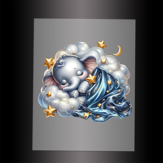 (DTF-1226) CLOUD SLEEPERS - ELEPHANT - Garment Transfer