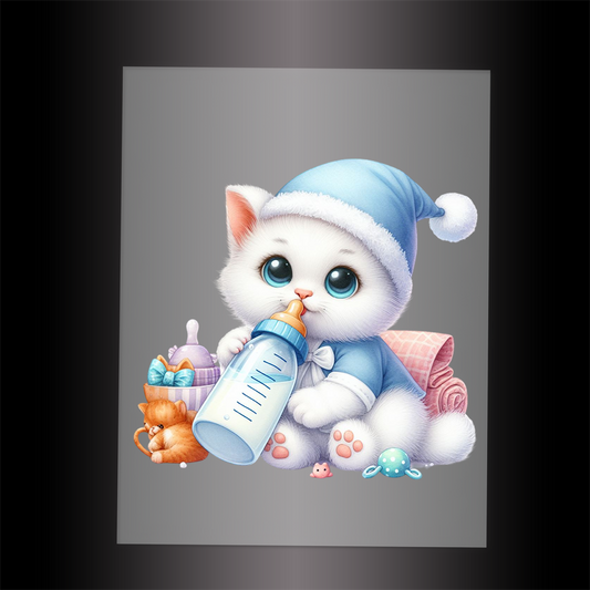 (DTF-1228) BABY BOTTLE KITTEN 2 - Garment Transfer