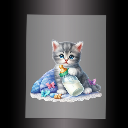 (DTF-1231) BABY BOTTLE KITTEN 5- Garment Transfer