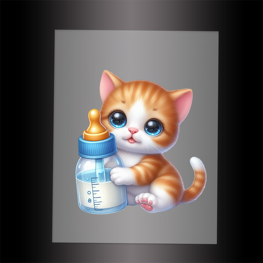 (DTF-1235) BABY BOTTLE KITTEN 9 - Garment Transfer