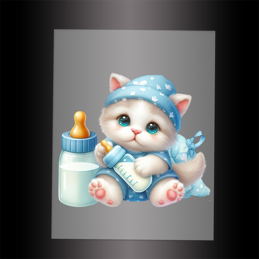 (DTF-1237) BABY BOTTLE KITTEN 11 - Garment Transfer