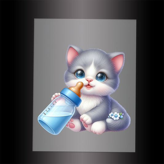 (DTF-1238) BABY BOTTLE KITTEN 12 - Garment Transfer
