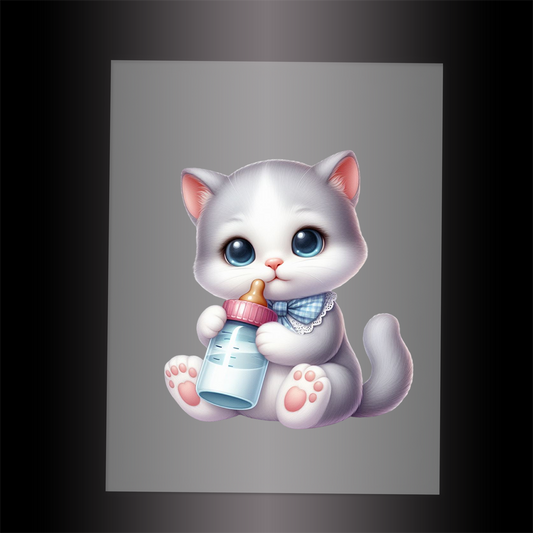 (DTF-1239) BABY BOTTLE KITTEN 13 - Garment Transfer