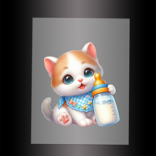 (DTF-1240) BABY BOTTLE KITTEN 14 - Garment Transfer