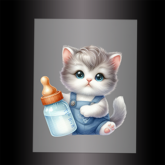 (DTF-1241) BABY BOTTLE KITTEN 15 - Garment Transfer