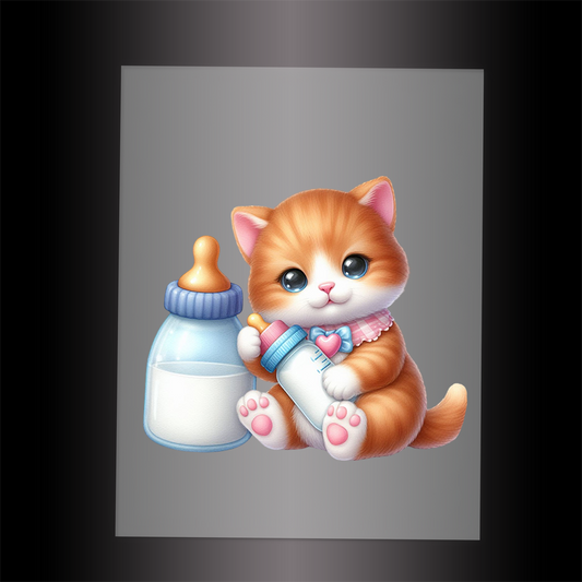 (DTF-1242) BABY BOTTLE KITTEN 16 - Garment Transfer