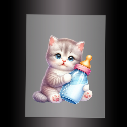 (DTF-1243) BABY BOTTLE KITTEN 17 - Garment Transfer