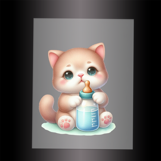 (DTF-1244) BABY BOTTLE KITTEN 18 - Garment Transfer