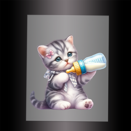 (DTF-1245) BABY BOTTLE KITTEN 19 - Garment Transfer