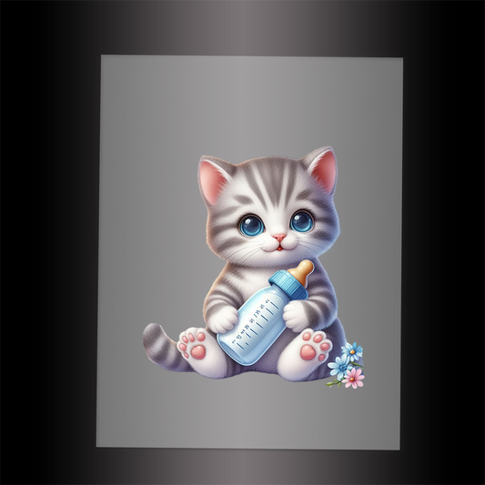 (DTF-1246) BABY BOTTLE KITTEN 20 - Garment Transfer