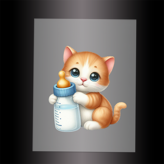(DTF-1247) BABY BOTTLE KITTEN 21 - Garment Transfer