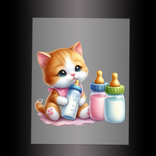 (DTF-1249) BABY BOTTLE KITTEN 23 - Garment Transfer