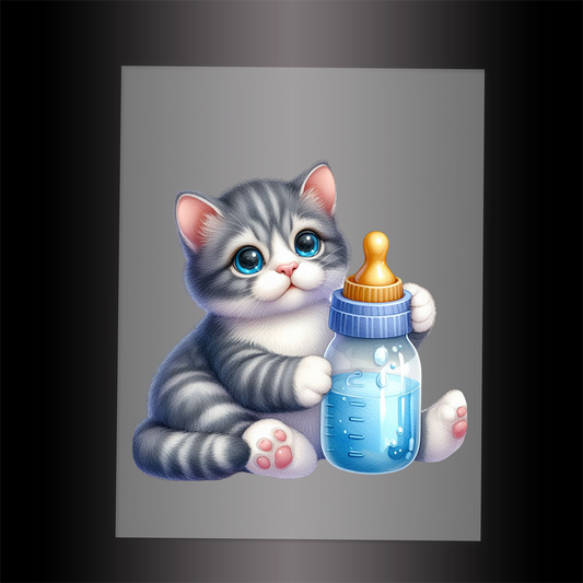 (DTF-1250) BABY BOTTLE KITTEN 24 - Garment Transfer