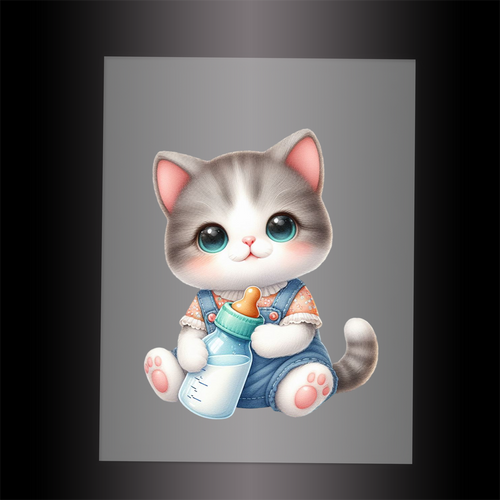 (DTF-1251) BABY BOTTLE KITTEN 25 - Garment Transfer