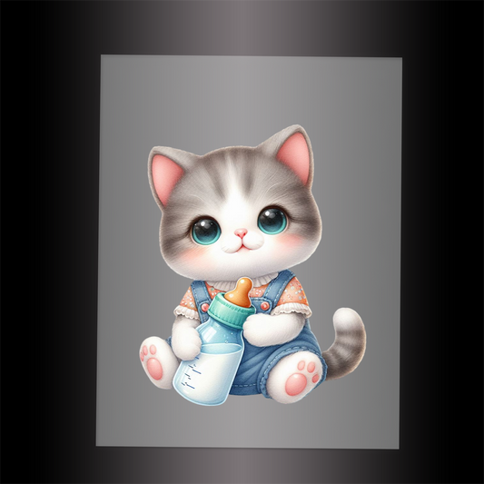 (DTF-1251) BABY BOTTLE KITTEN 25 - Garment Transfer