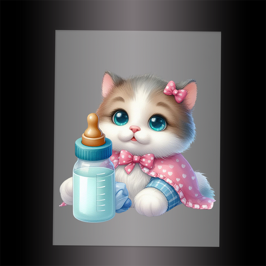 (DTF-1252) BABY BOTTLE KITTEN 26 - Garment Transfer