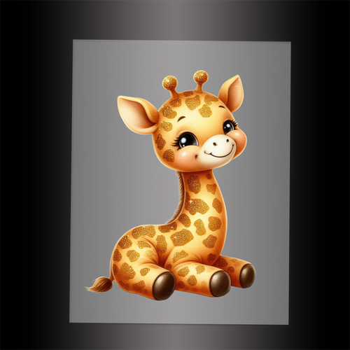 (DTF-1277) BABY GOLD SPARKLE GIRAFFE - Garment Transfer