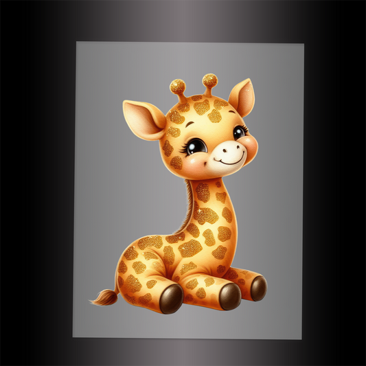 (DTF-1277) BABY GOLD SPARKLE GIRAFFE - Garment Transfer