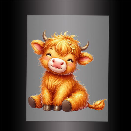 (DTF-1279) BABY GOLD SPARKLE COW - Garment Transfer
