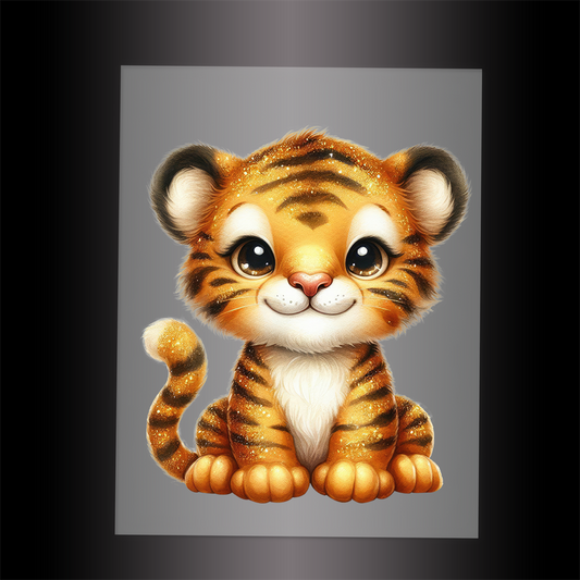 (DTF-1281) BABY GOLD SPARKLE TIGER - Garment Transfer