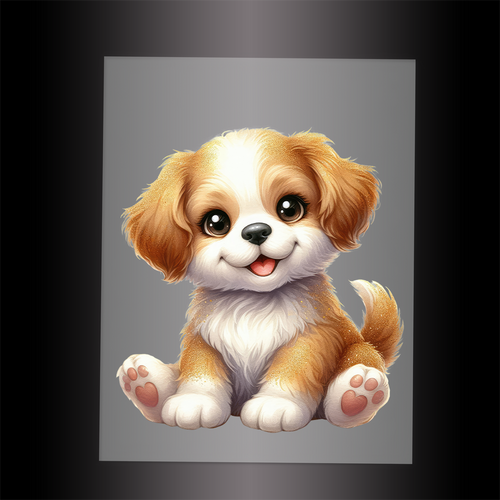 (DTF-1283) BABY GOLD SPARKLE PUPPY - Garment Transfer