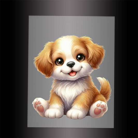(DTF-1283) BABY GOLD SPARKLE PUPPY - Garment Transfer