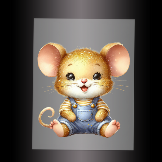 (DTF-1284) BABY GOLD SPARKLE MOUSE - Garment Transfer