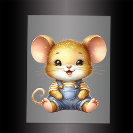 (DTF) BABY GOLD SPARKLE MOUSE - Garment Transfer