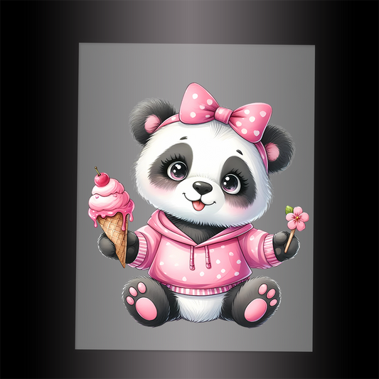 (DTF-1287) BABY PINK PANDA 2 - Garment Transfer