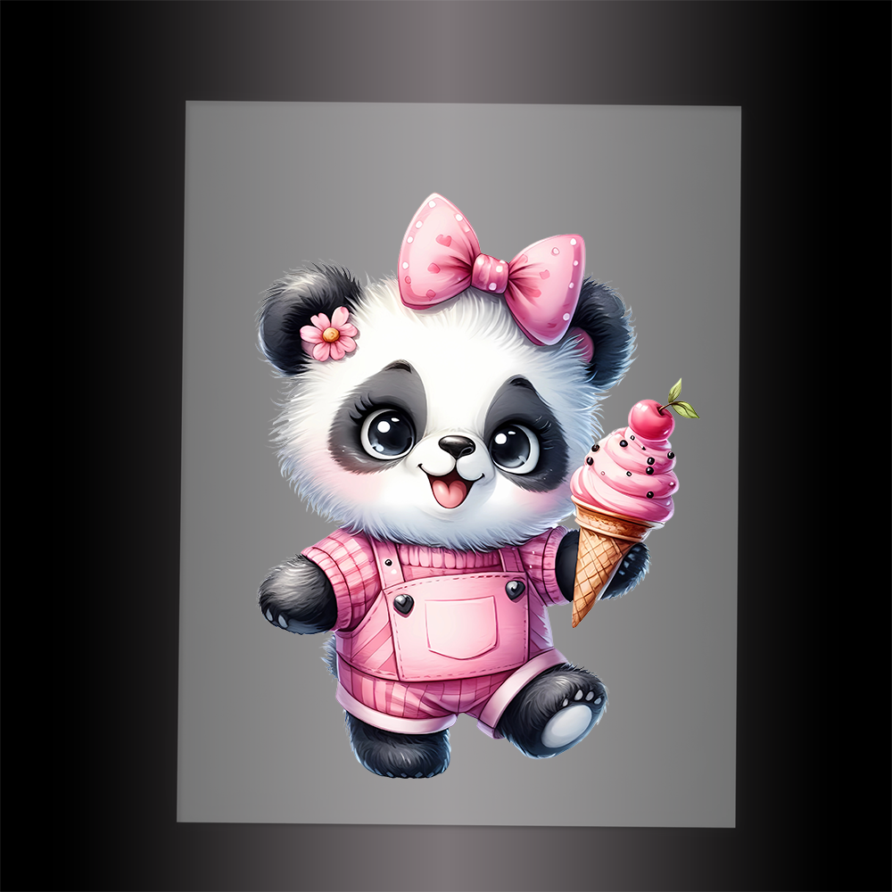 (DTF-1288) BABY PINK PANDA 3 - Garment Transfer