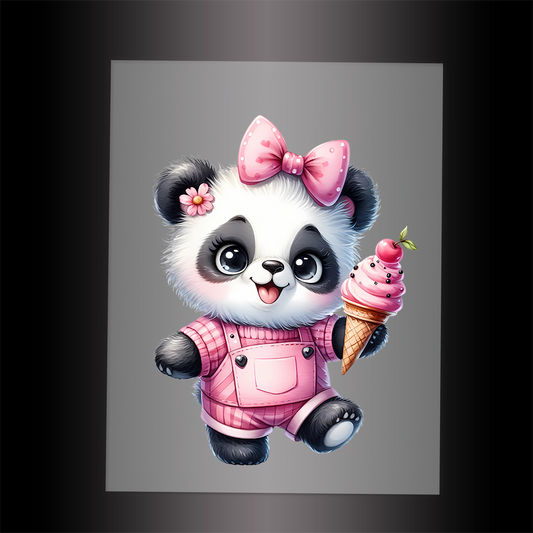 (DTF-1288) BABY PINK PANDA 3 - Garment Transfer