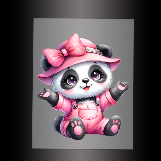(DTF-1291) BABY PINK PANDA 6 - Garment Transfer