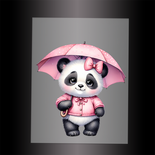 (DTF-1292) BABY PINK PANDA 7 - Garment Transfer