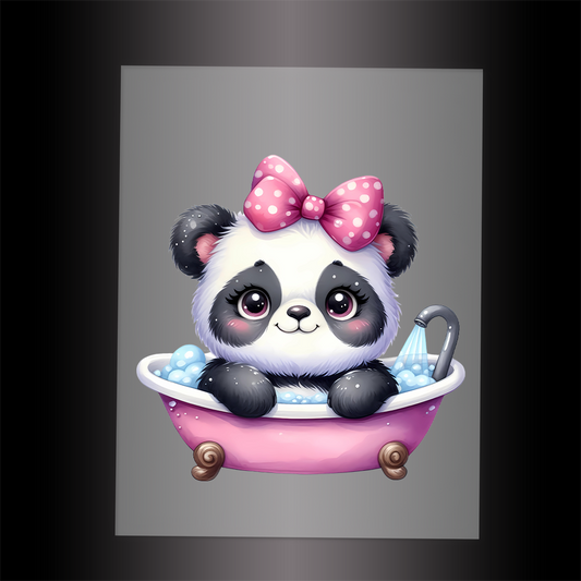 (DTF-1293) BABY PINK PANDA 8 - Garment Transfer