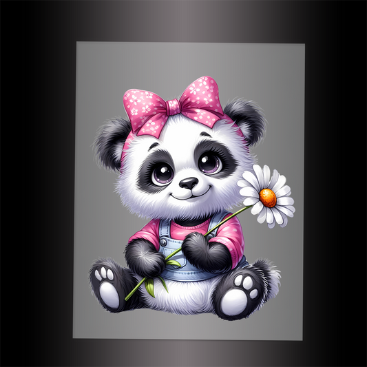 (DTF-1294) BABY PINK PANDA 9 - Garment Transfer