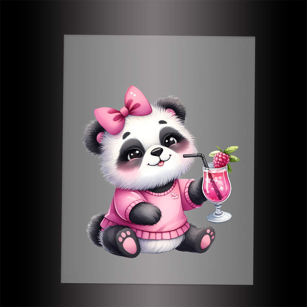 (DTF-1295) BABY PINK PANDA 10 - Garment Transfer
