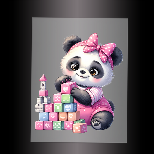 (DTF-1296) BABY PINK PANDA 11 - Garment Transfer