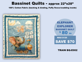 EXPLORER - ELEPHANT BASSINET QUILT