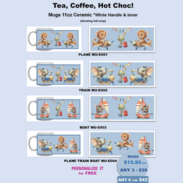 EXPLORER - 11oz COFFEE MUGs - Assorted Designs