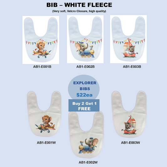 EXPLORER | PLUSH BIBS - ASSORTED DESIGNS