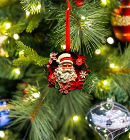 Hanging Ornament - Snowflake - 3d Santa